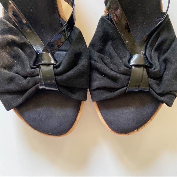 Nine West sandals black cork heeled leather - Picture 3 of 8